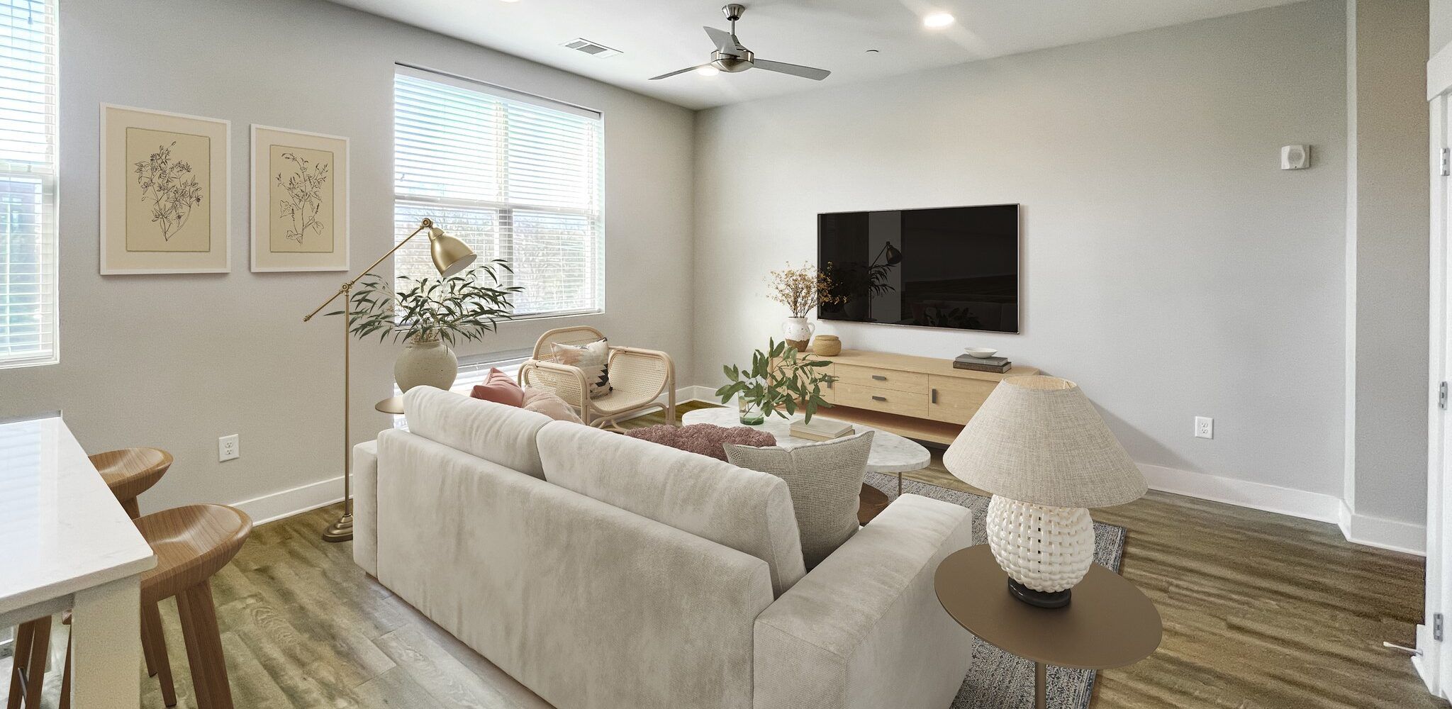 Spacious two bedroom apartment with large living room area