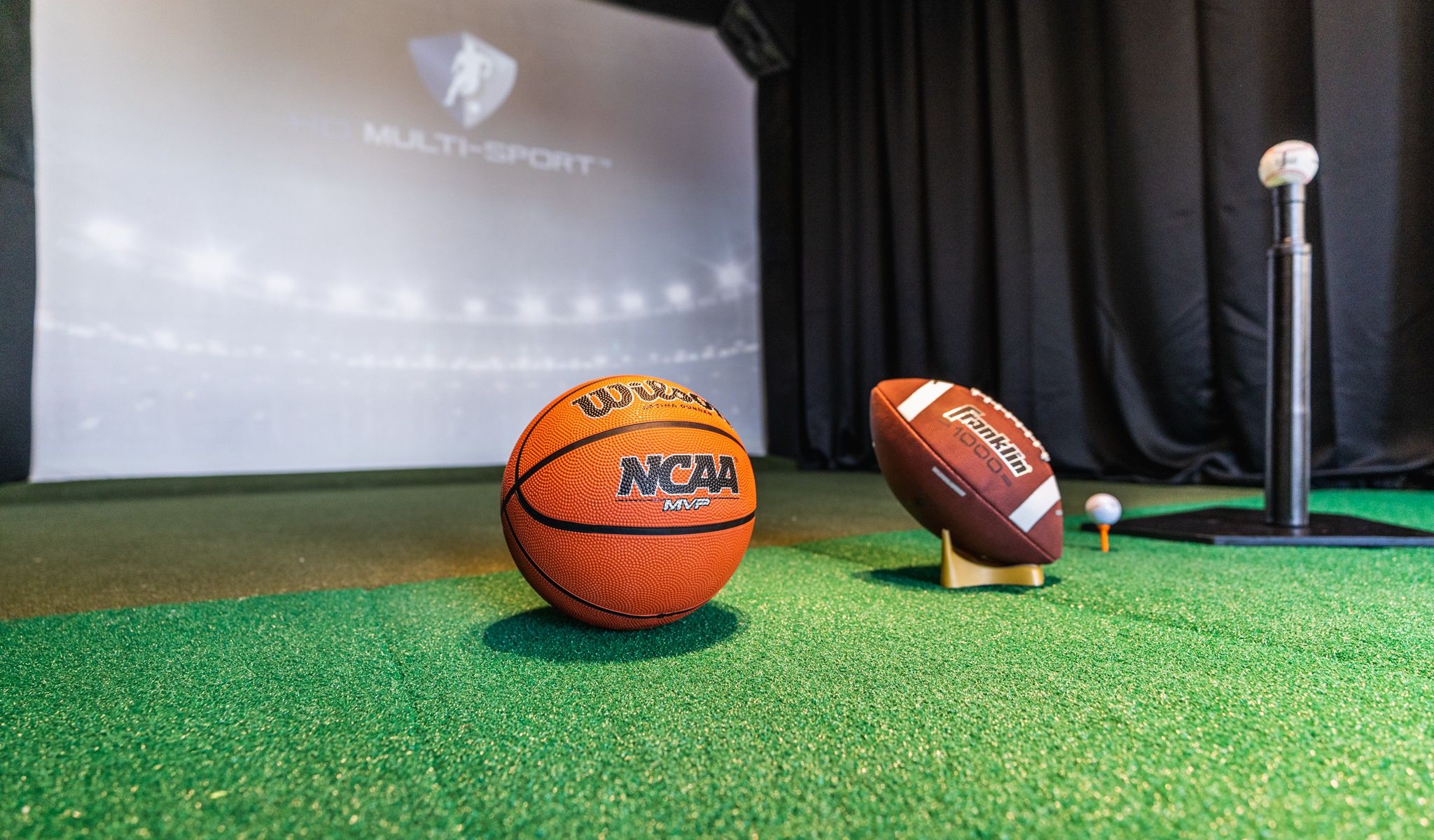 Multi-sport simulator, including golf, baseball, soccer, and basketball at McEwen Northside Apartments