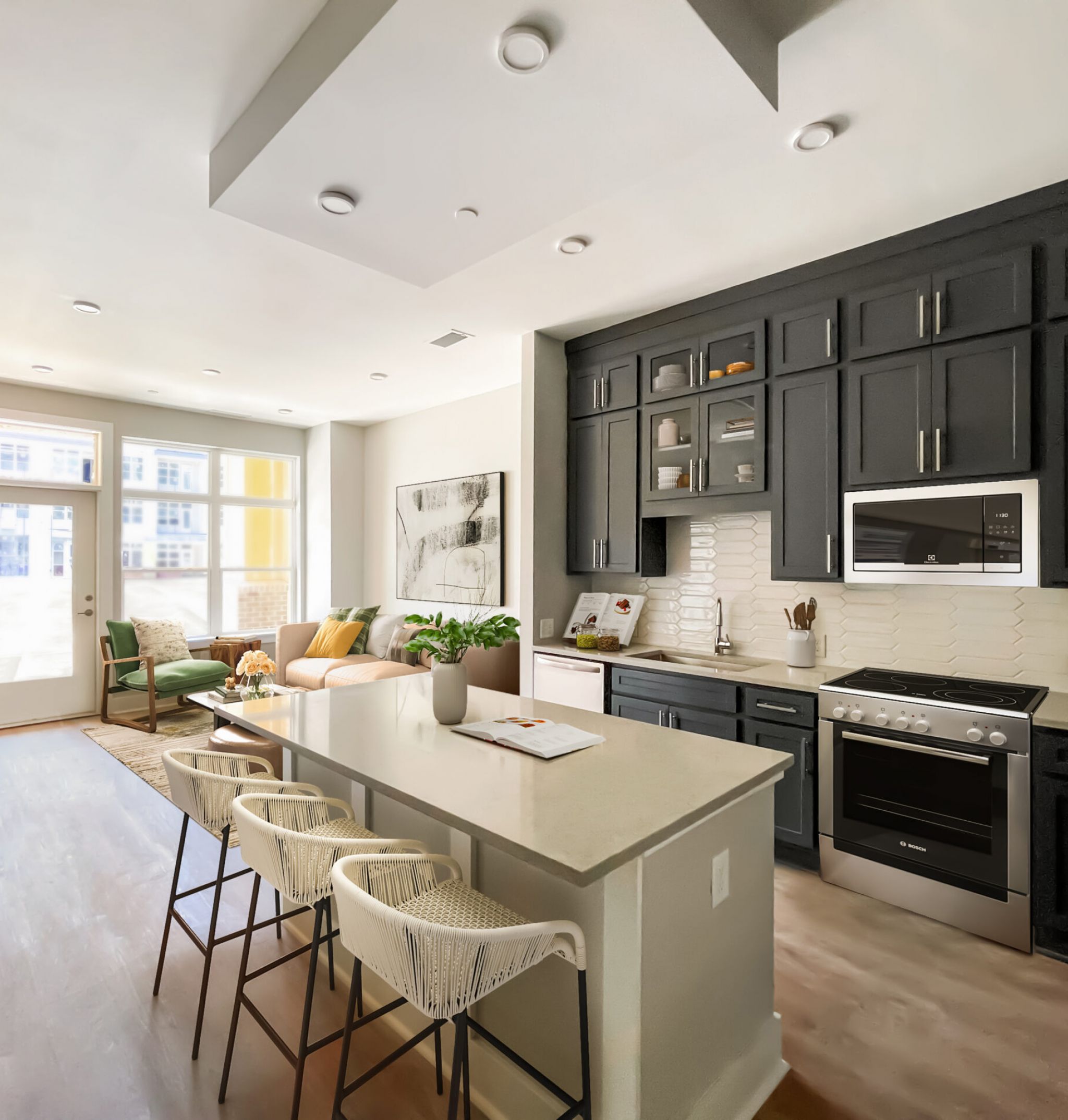 Spacious one bedroom apartment with large living and kitchen area